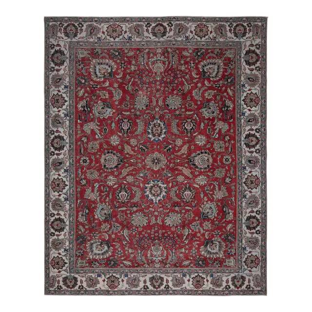 1970s Vintage Persian Handmade Wool Red Oversized Area Rug 298x383