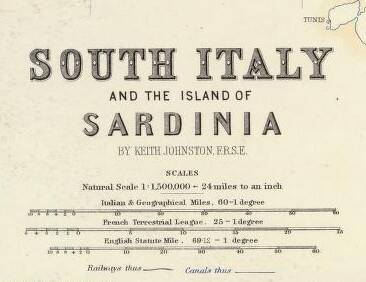 Map of Italy (Southern Sheet) circa 1869 Keith Johnston Royal Atlas