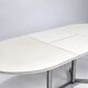 Vintage oval extendable dining table, white laminate and chrome, 1970s.