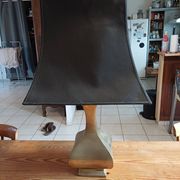 Bronze lamp and dark brown fabric shade