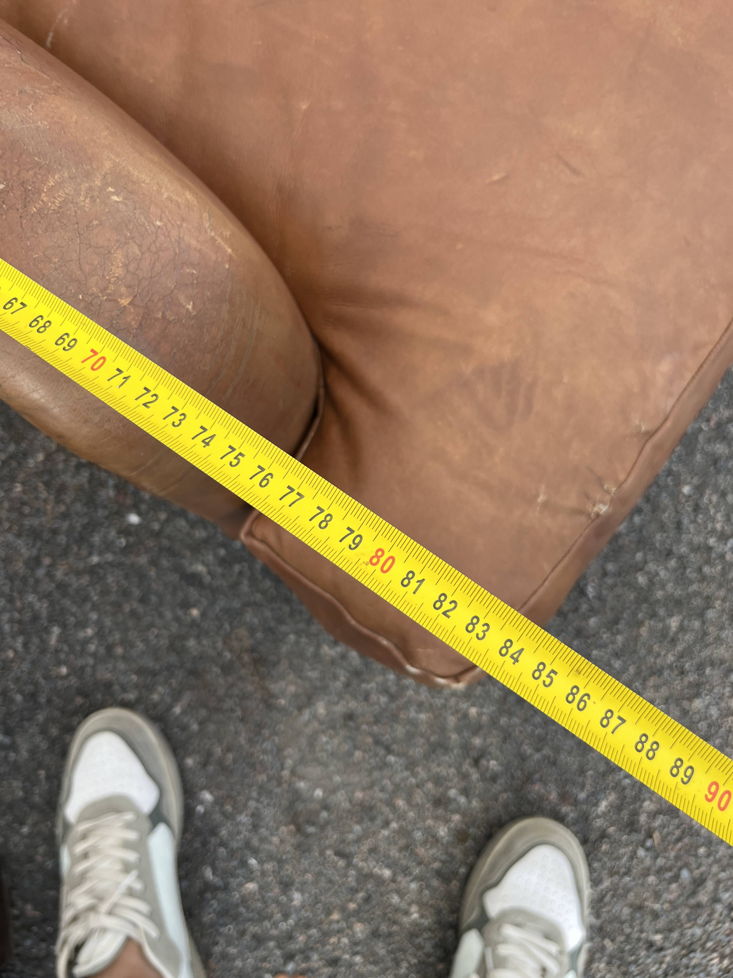 Vintage brown leather living room - 3 seater sofa and 2 matching armchairs