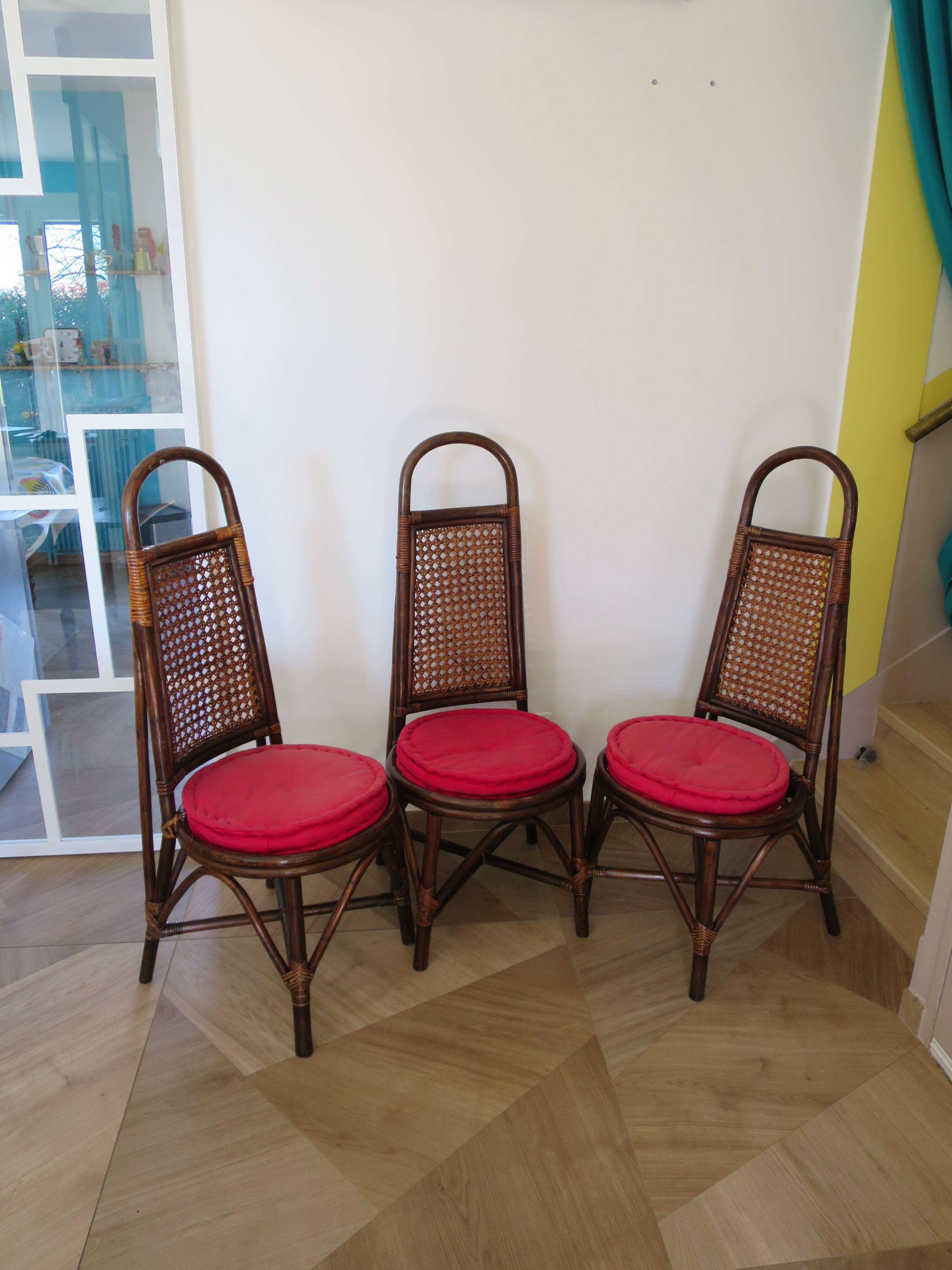 RARE - Set of 2 rattan and cane chairs - 1950 - Dirk Van Sliedrecht style