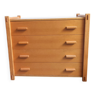 80s blond elm chest of drawers