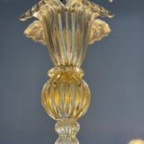 Venetian chandelier in gilded Murano glass with reticello pattern, 6 light arms, circa 1950