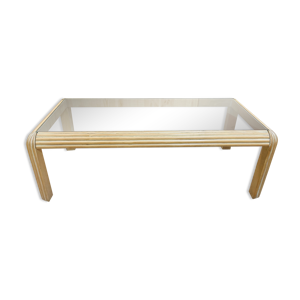 Table basse en verre des années 80 Ligne Roset