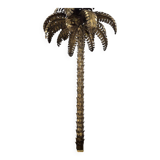 Palm Tree Floor Lamp in Gold Metal and Black Lacquered Mirror