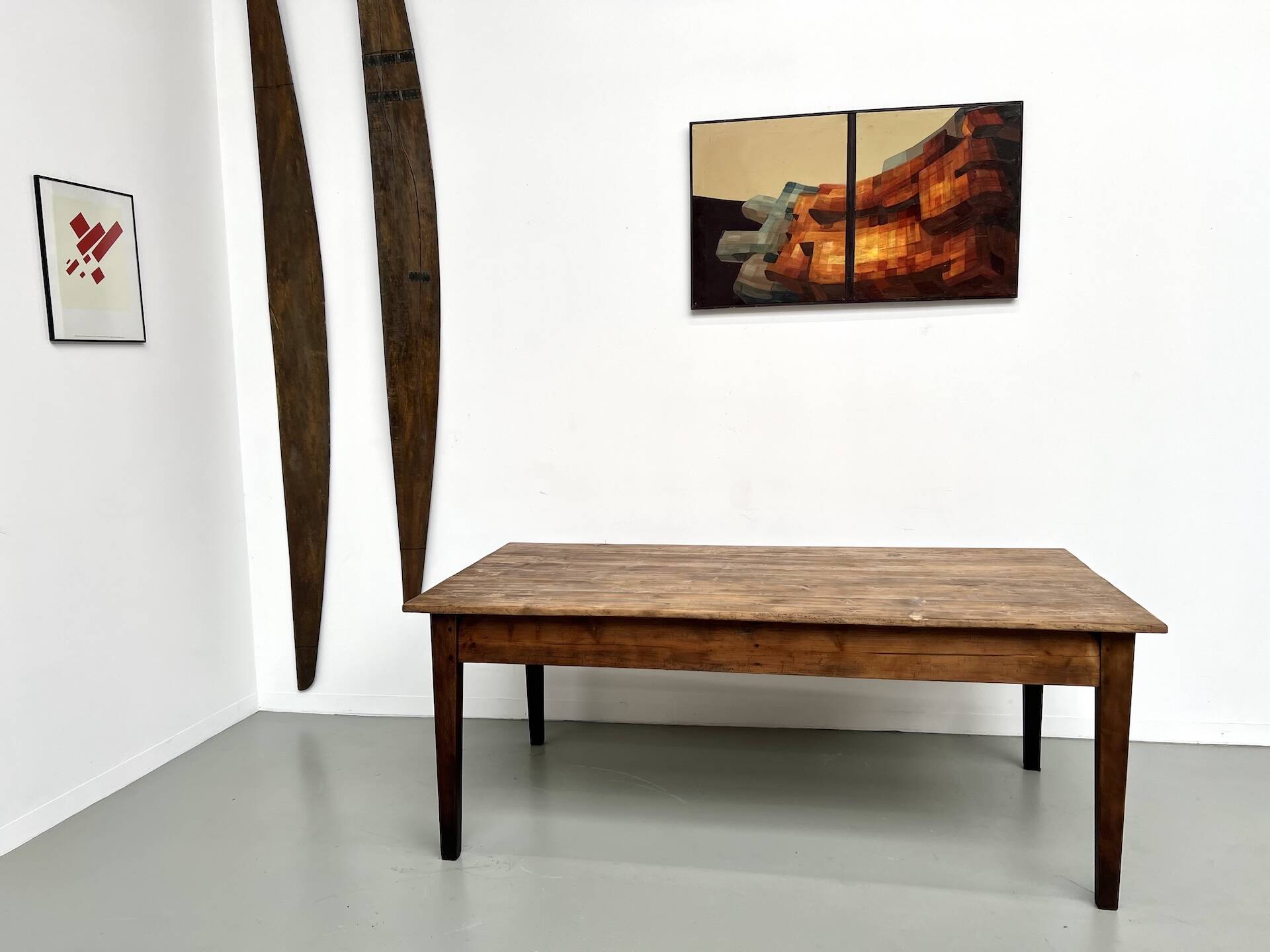 Table de ferme en pin, années 50