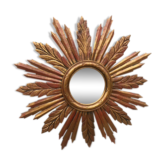 Miroir soleil bois