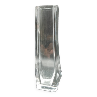 Imposant Vase Soliflore en cristal à pans mouvementés Signé Daum H 29,5 cm