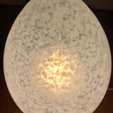 Egg lamp speckled white glass