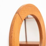 Round pine mirror by Glasmaster Markaryd, Sweden, 1970's