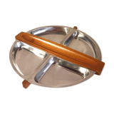 Stainless steel and teak aperitif tray