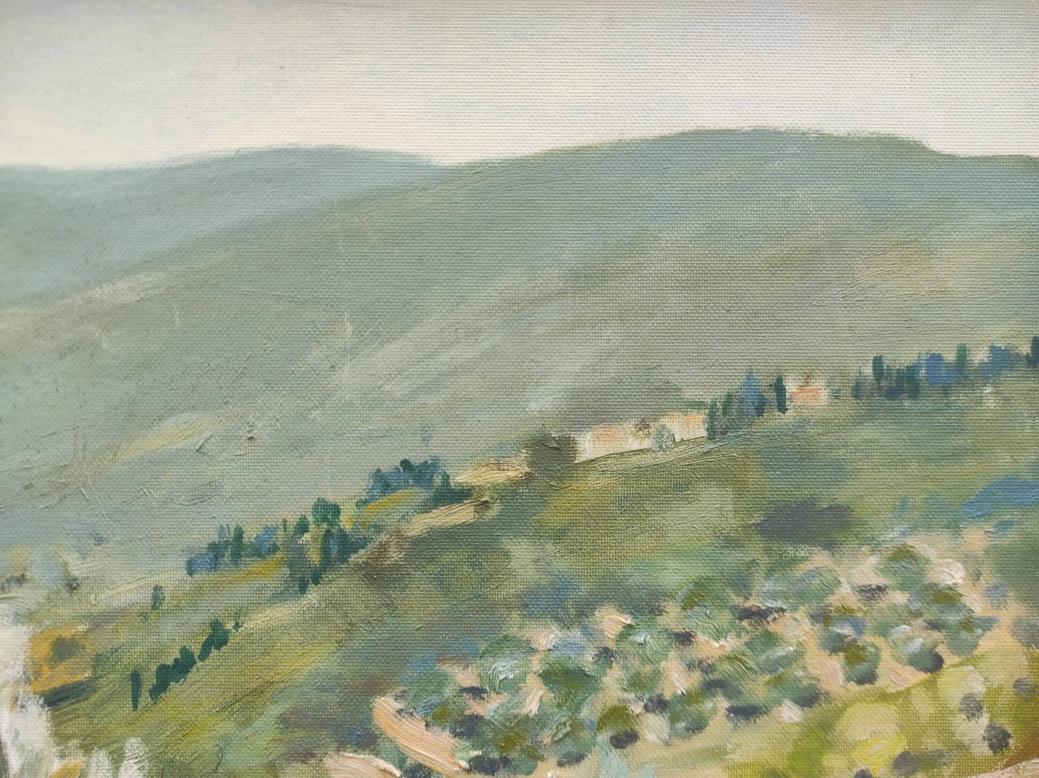 French vintage signed oil painting