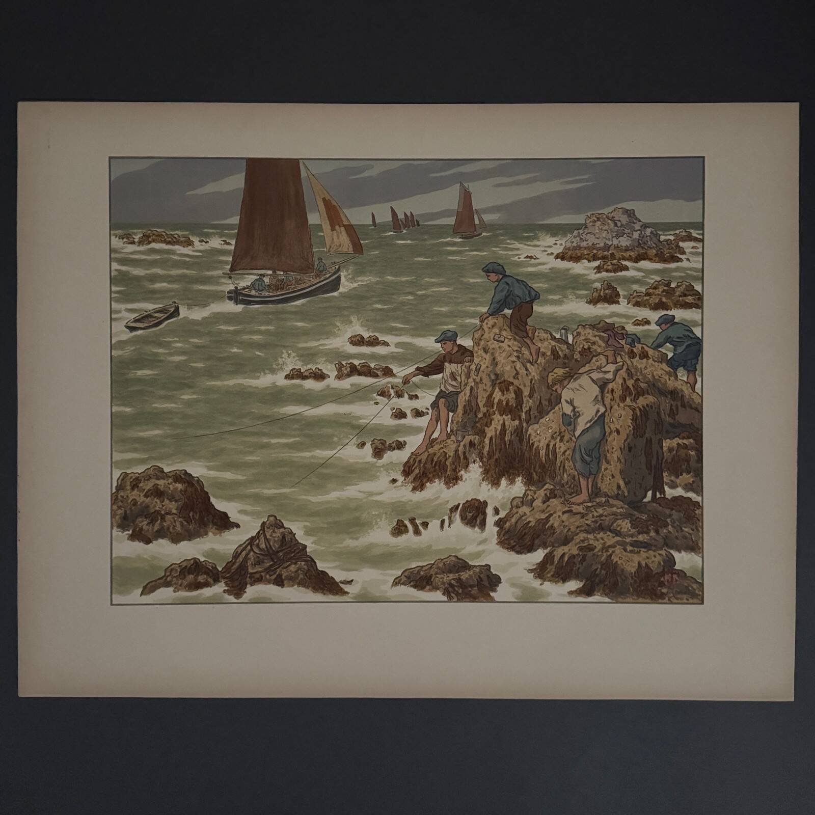 Lithographie par Henri Rivière Au Vent de Noroît - Les Mousses