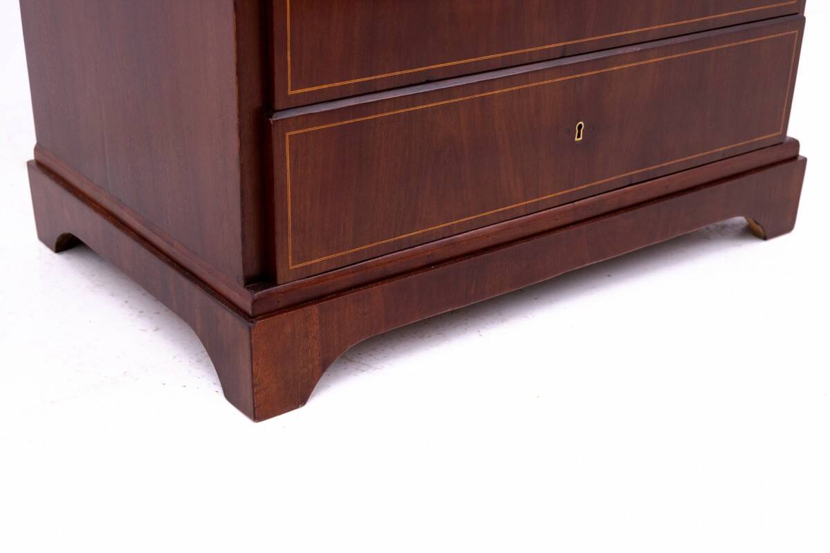Inlaid antique chest of drawers, Northern Europe, around 1870. After renovation.