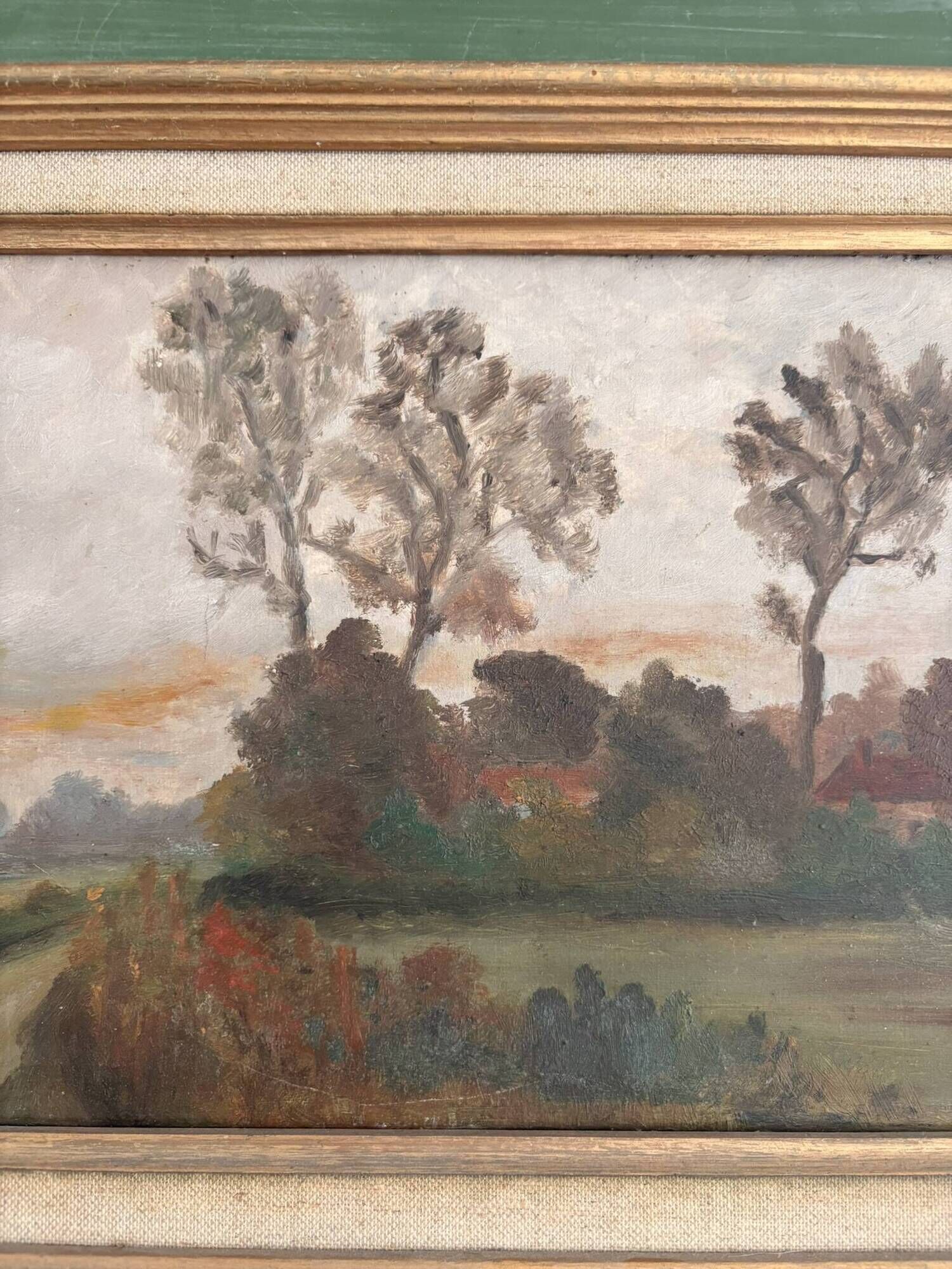 Old Landscape Painting Normandy Rouen School Montparnasse Frame Green Legrip