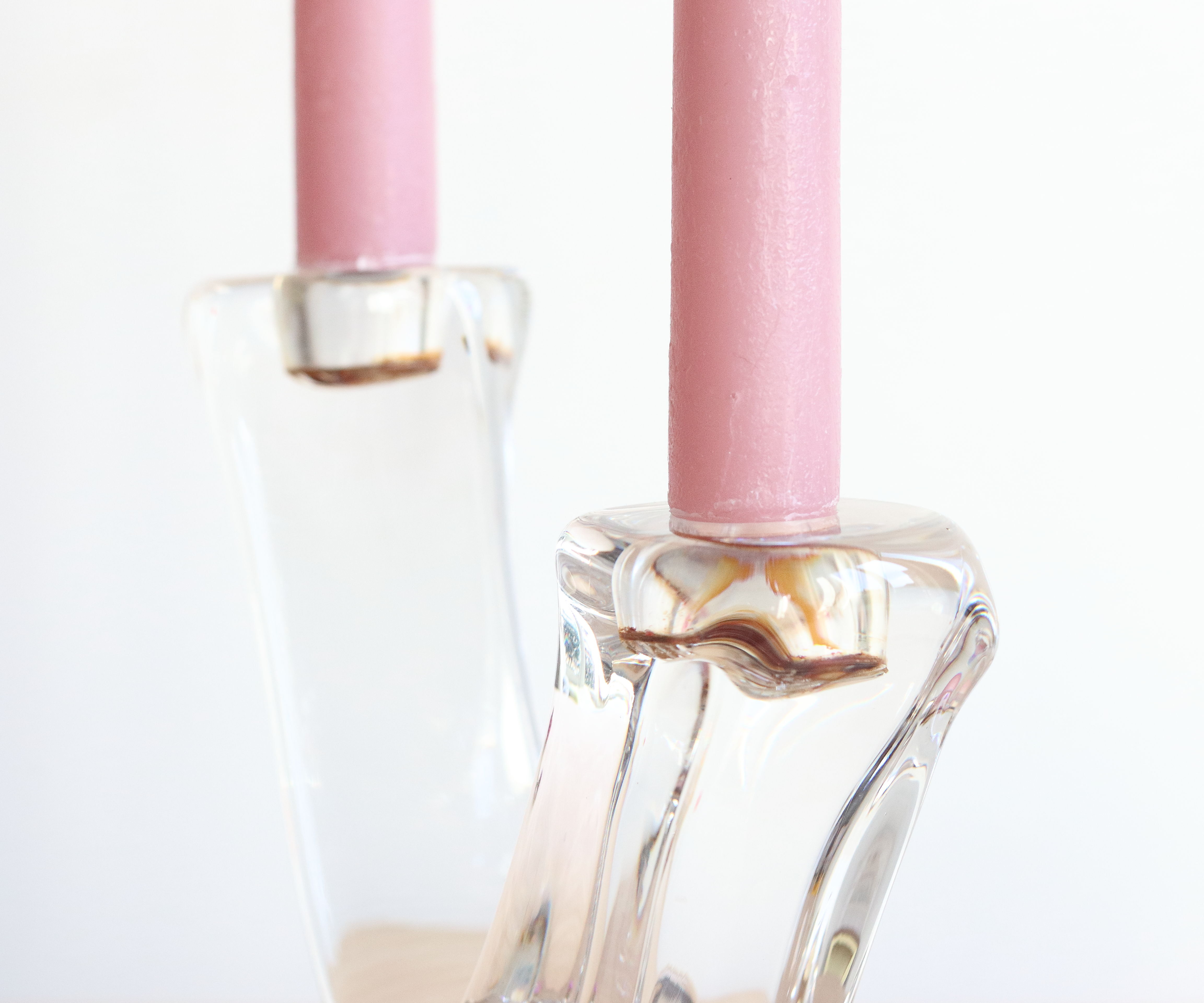 Two-branched crystal bougeoir by Daum France