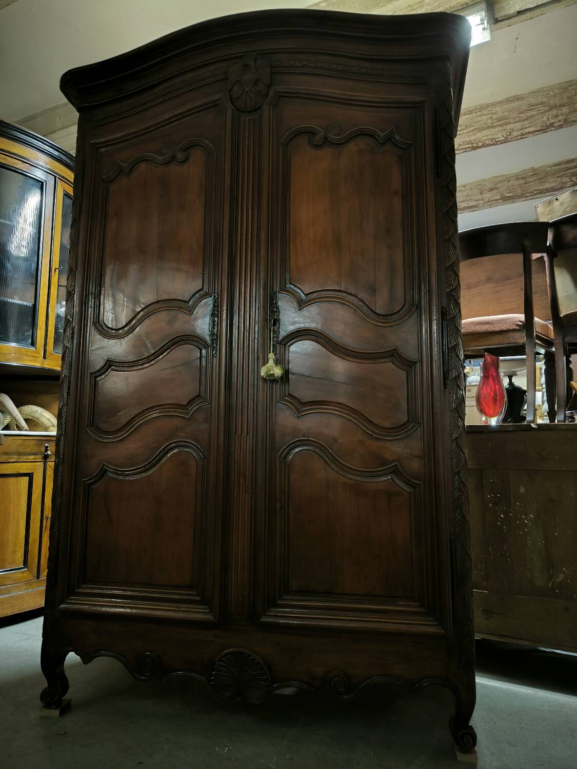 Louis XV period wardrobe in solid walnut