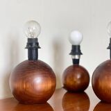 3 wooden ball lamp bases.