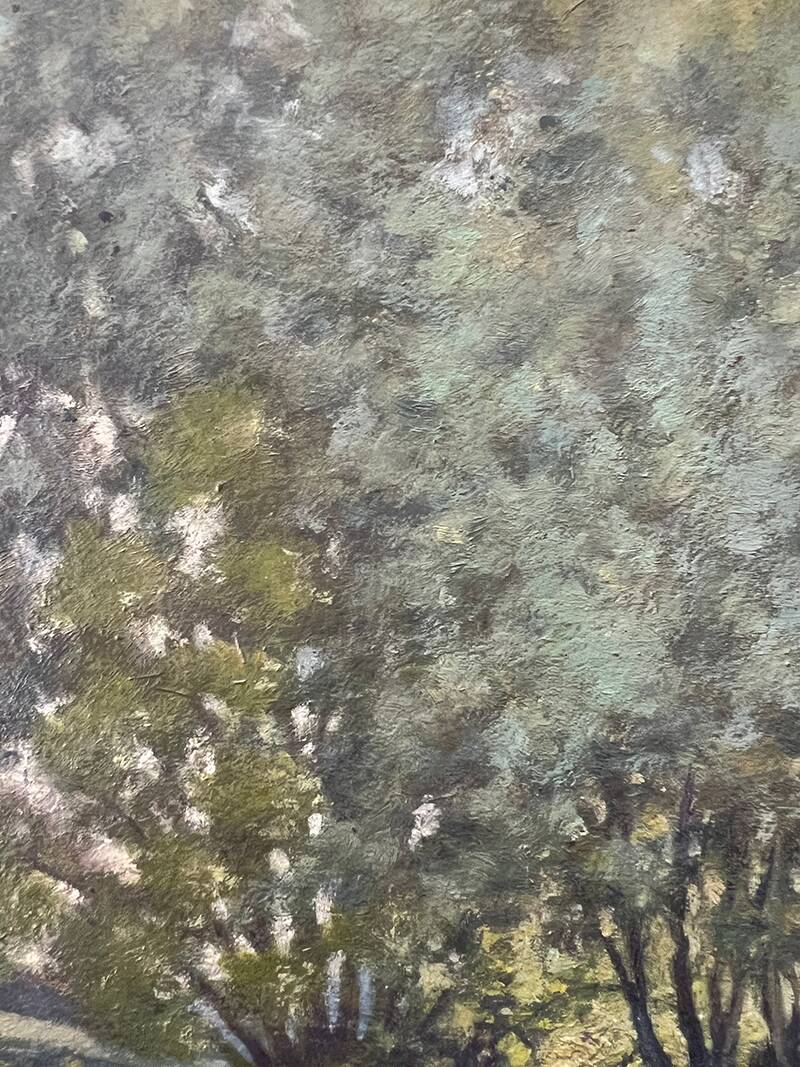 Painting "Trees on the edge of a pond", A.Beauvarlet, Oil on wood