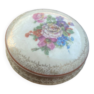 Vide poche porcelaine de limoges avec couvercle motif fleurs