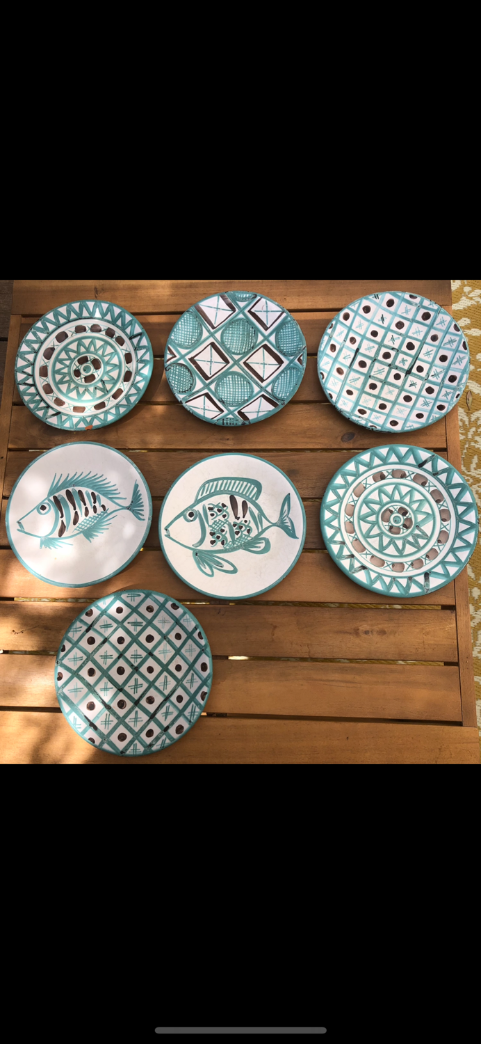7 plates Vallauris Robert Picault ceramics