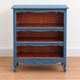 Renovated antique bookcase – Bleu des Vosges library, Libéron and natural wood – H100 cm