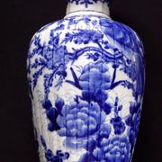 Japanese vase white blue 54cm bird JapanXIX