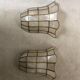 Set of two vintage mother-of-pearl and brass wall lamps
