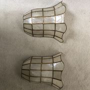 Set of two vintage mother-of-pearl and brass wall lamps