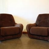 Pair of seventies velvet armchairs