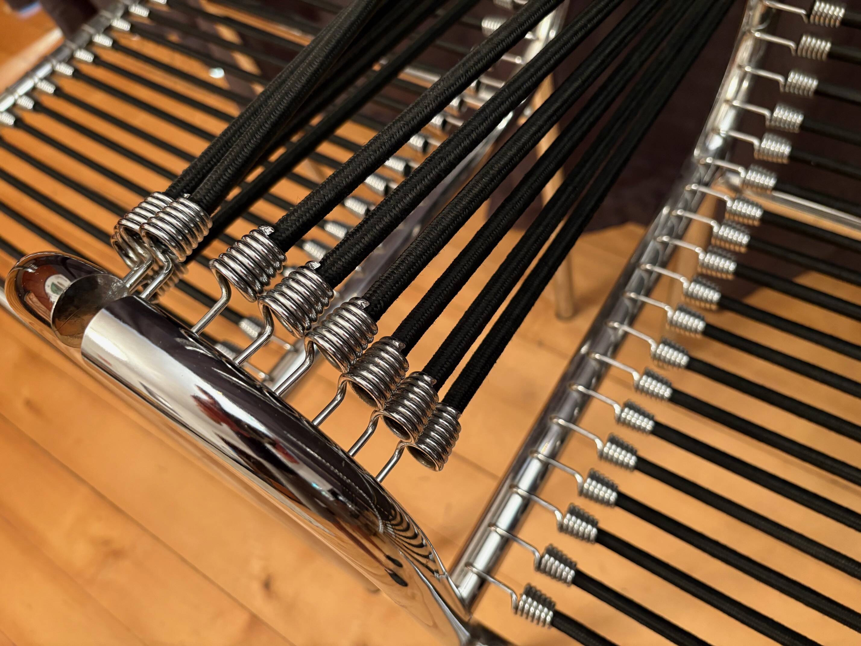 Pair of "Sandows" chairs designed by Rene Herbst, Bauhaus, France, 1980s