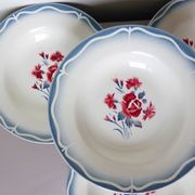 4 vintage Digoin Sarreguemines Nina Rosa porcelain soup plates 2008158