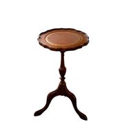 Antique Circular Rattan Wood Coffee Table, Traditional French Style, Narrow Accent Table