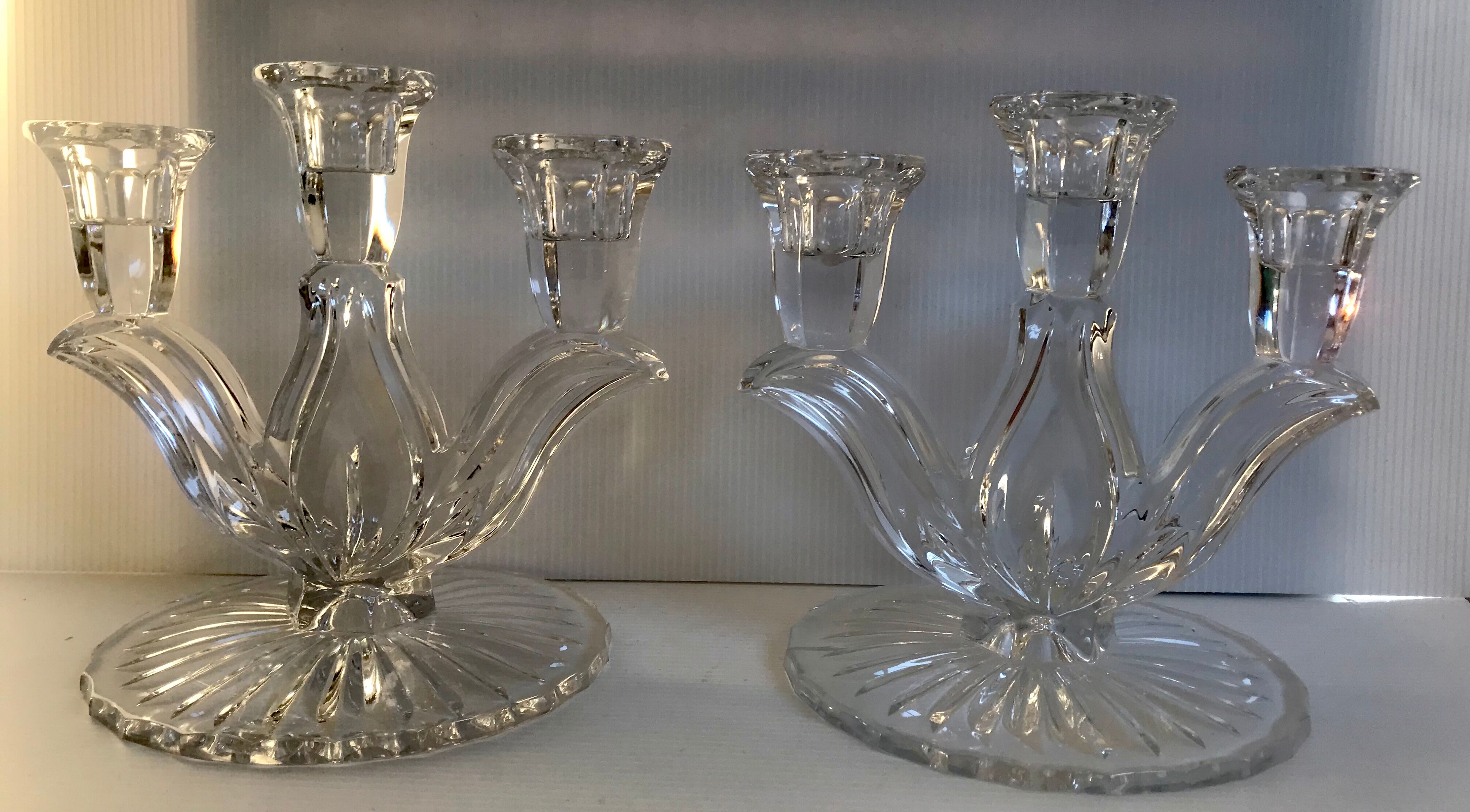 Pair of crystal candlesticks