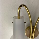 Pair brass and opaline wall sconces or bedside lamps, Austria 1950s
