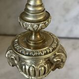 Pair of gilt bronze ram's head candlesticks, Louis XVI style, 19th century.