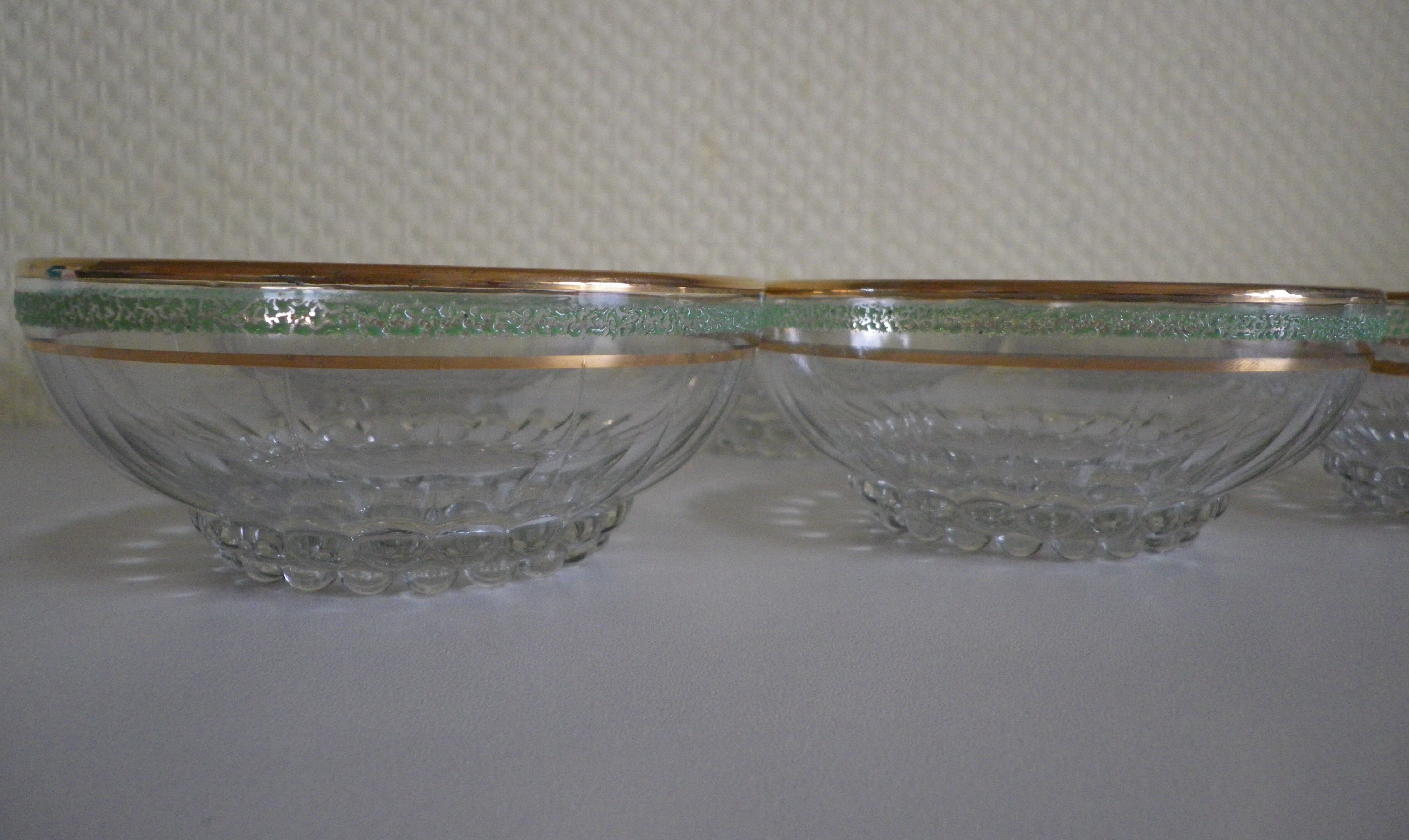 Lot of 8 old dessert cups with granite contour and gilded edges - vintage - 60s