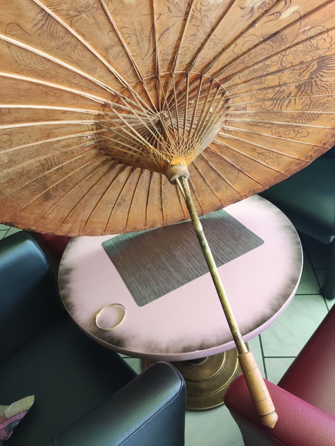 Asian paper and rattan umbrella