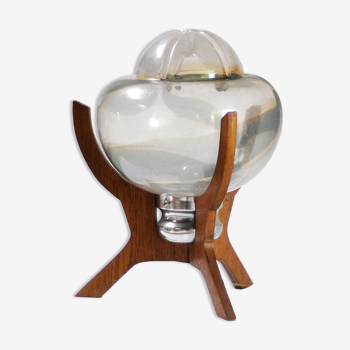 Lampe de table vintage de Murano avec base en bois, années 1960