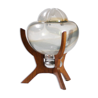 Lampe de table vintage de Murano avec base en bois, années 1960