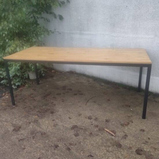 Industrial wood and metal farm table