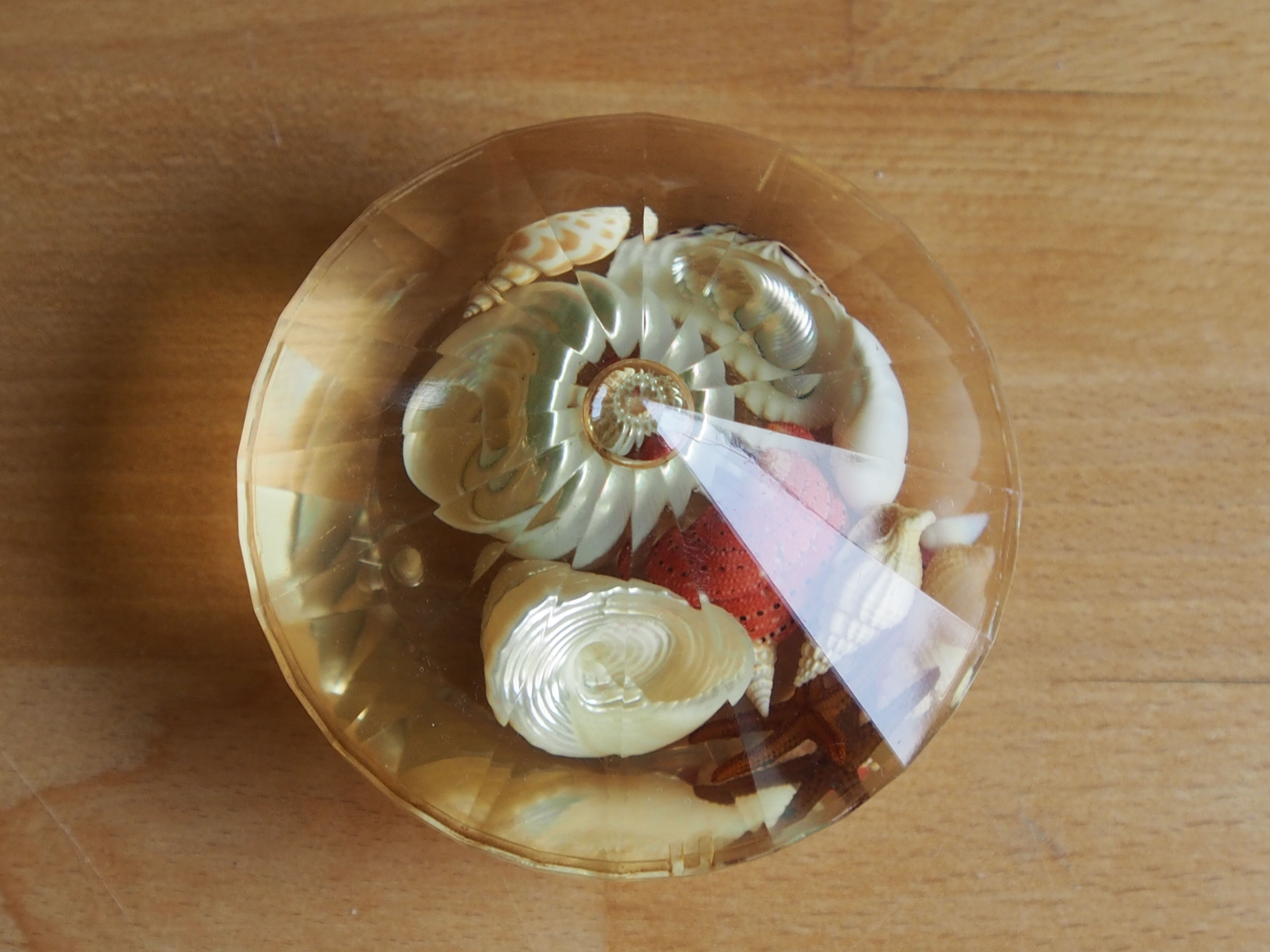 Resin clipboard with inclusion of shells, diamond-shaped