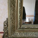 Antique gilded mirror with sculpted pediment – Napoléon III period – 19th century