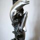 Large sculptural lamp MIDA Argenti silver dolphins Italy