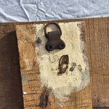 Wooden wall coat rack with 9 double cast iron hooks