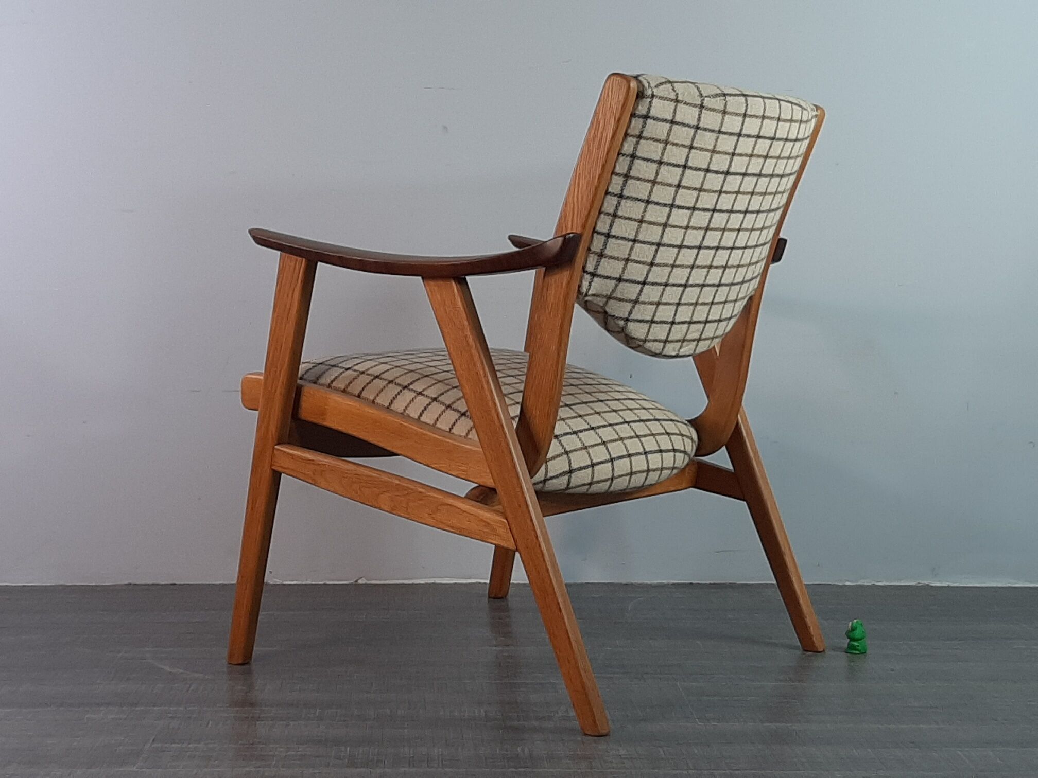Danish Oak and Wool Chair, Mid-Century Scandinavian 1950s