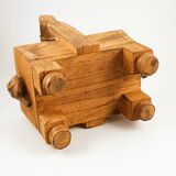 Cache pot indien d'éléphant en bois années 40