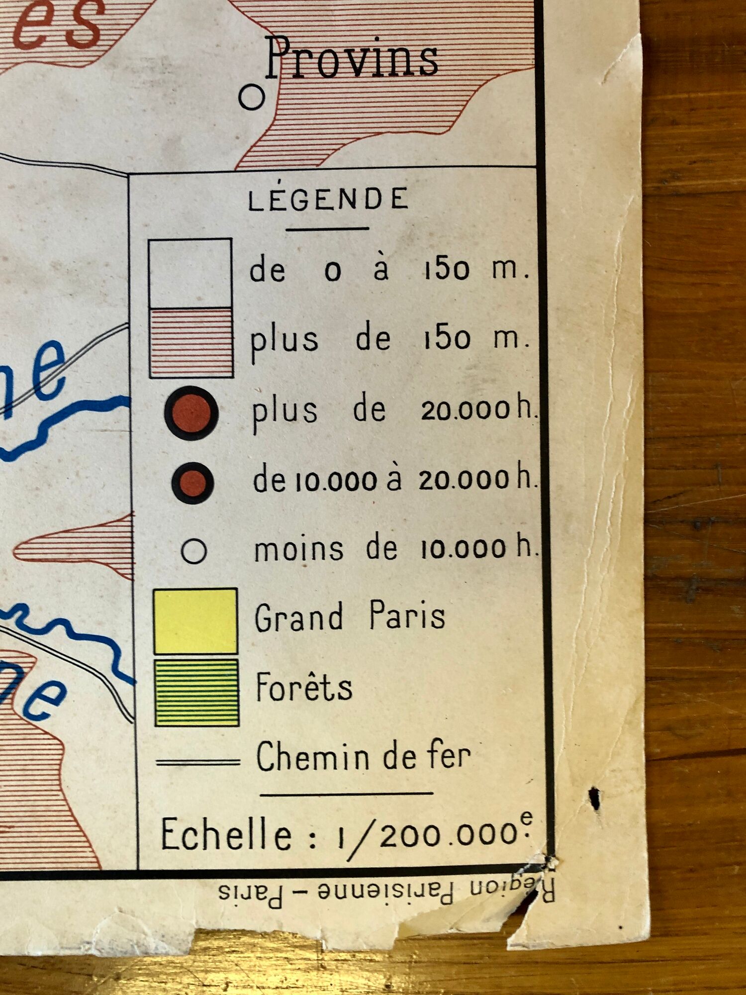 Ancienne carte de Paris et sa région années 50