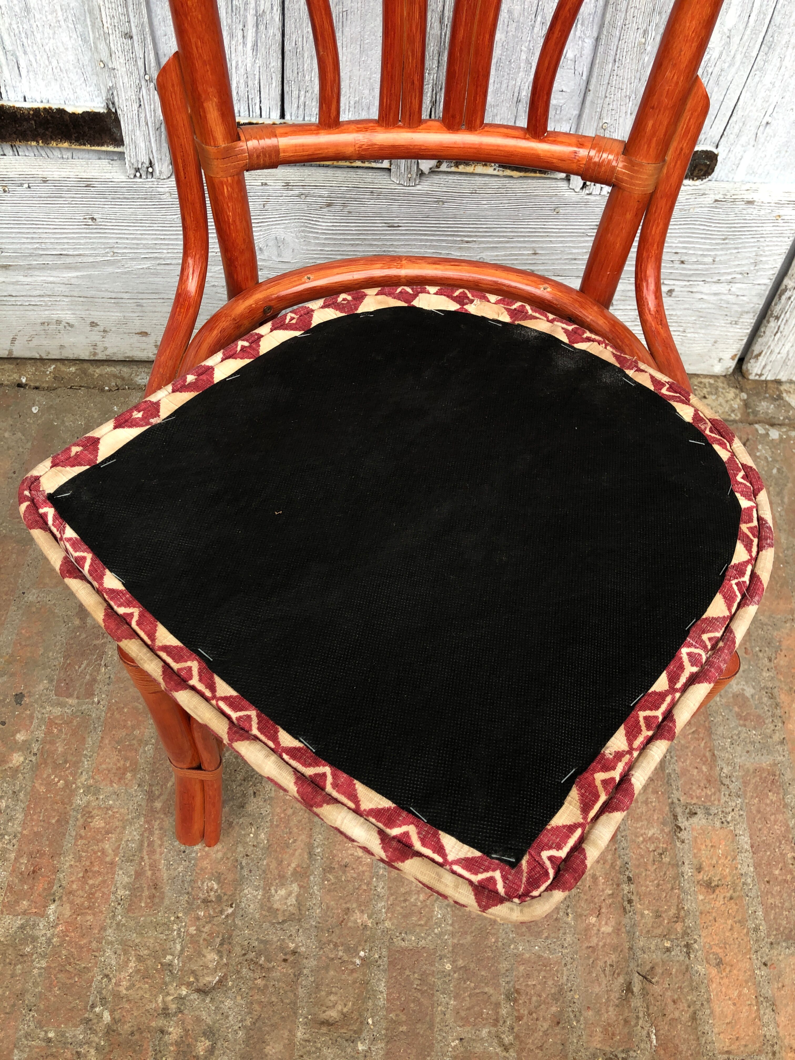 4 chaises bambou et cuir Roche Bobois 1960
